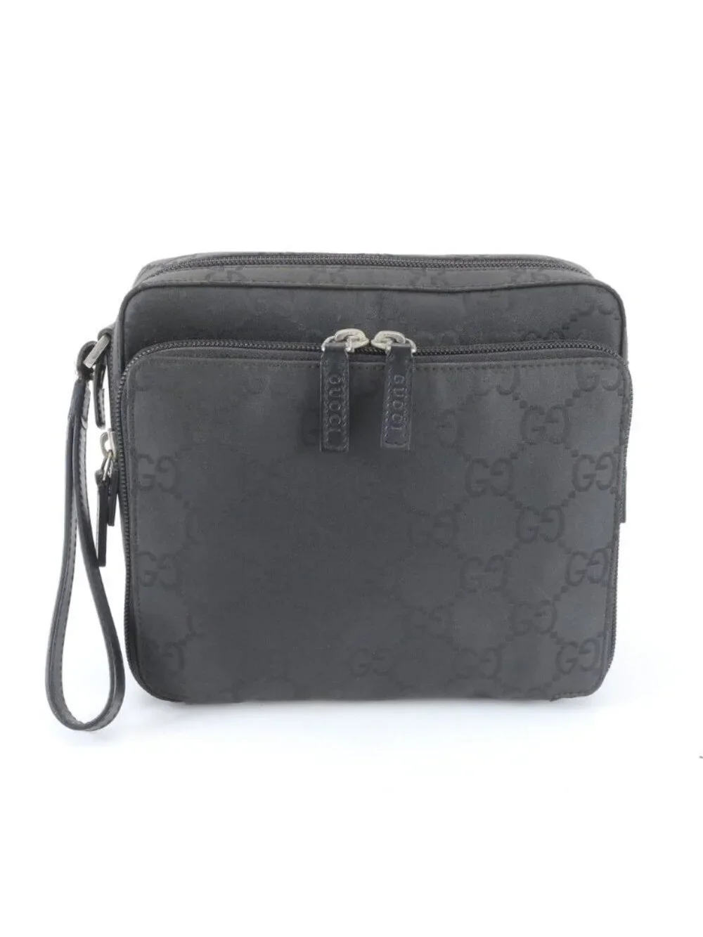 Gucci GG Nylon 018 Leather Clutch Pouch Business Black